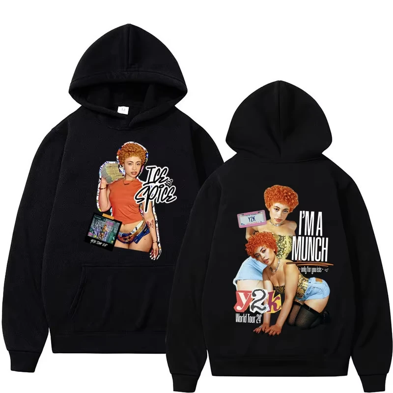 Men Women Vintage Trendy Hip Hop Sweatshirt Autumn Winter Loose Streetwear Rapper Ice Spice Y2k 2024 Tour Concert Graphic Hoodie