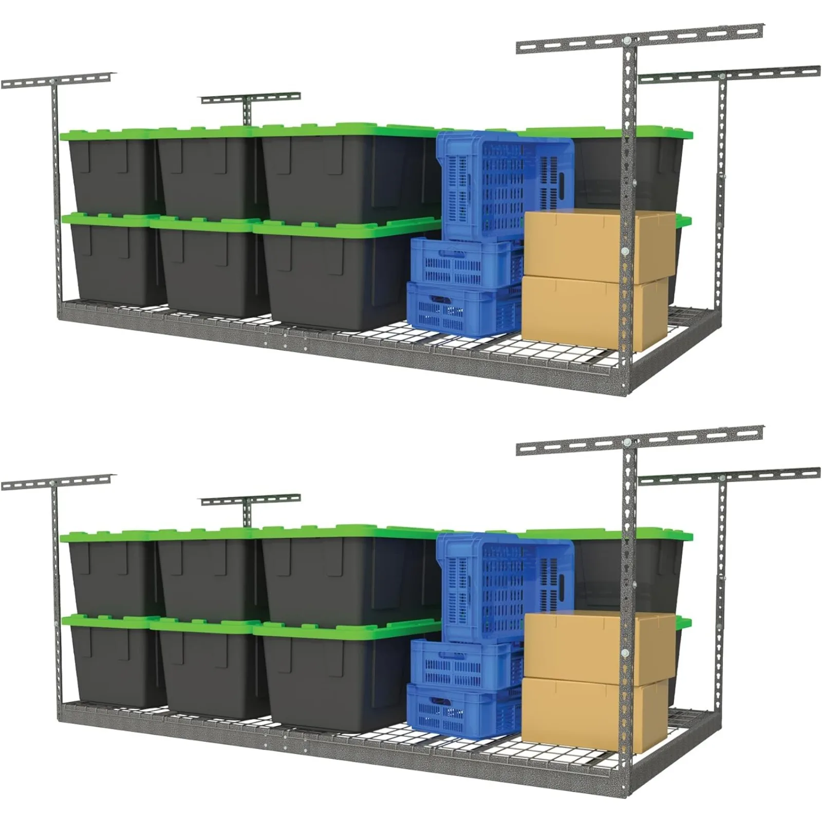 US 2-Pack 4 x 8 MonsterRax Overhead Garage Storage Rack, Ceiling Racks for Garage, Organization Shelving, Adjustable