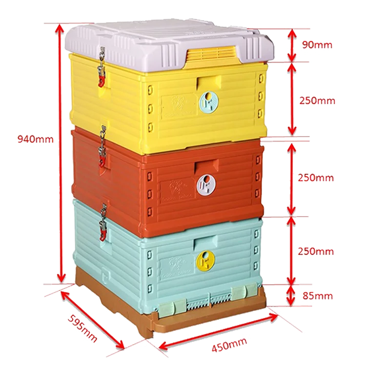 Well-ventilated Langstroth 3 layer 10 frame Plastic Beehive