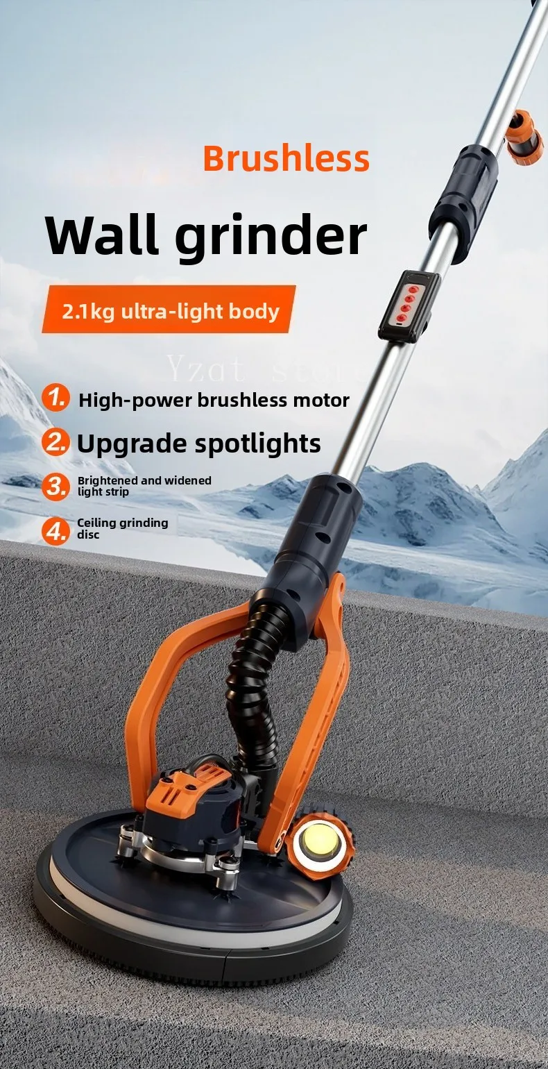 7262 Ultra-light brushless long pole wall sander, dust-free polishing machine, electric putty wall sandpaper machine