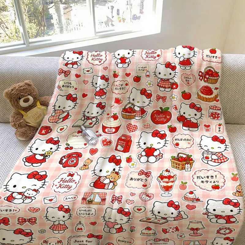 Sanrio Hello Kitty My Melody Flanelldecke Niedliche Cartoon-Klimadecke für Wohnheim, Büro, Sofa, Bett, Wohndecke, Geschenk