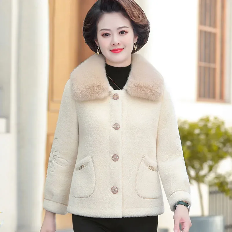 Mink Velvet Jacket Women's Short Overcoat Winter New Composite Fur One Yellow Golden Mink Coats Fashion Loose Warm Coat Outwear