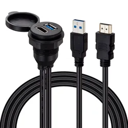 2 In 1 Waterproof USB 3.0 & HDMI-compatible USB2 To Extension 1 2M Cable Dash Panel Car Flush Mount CableFor Boat And Motorcycle