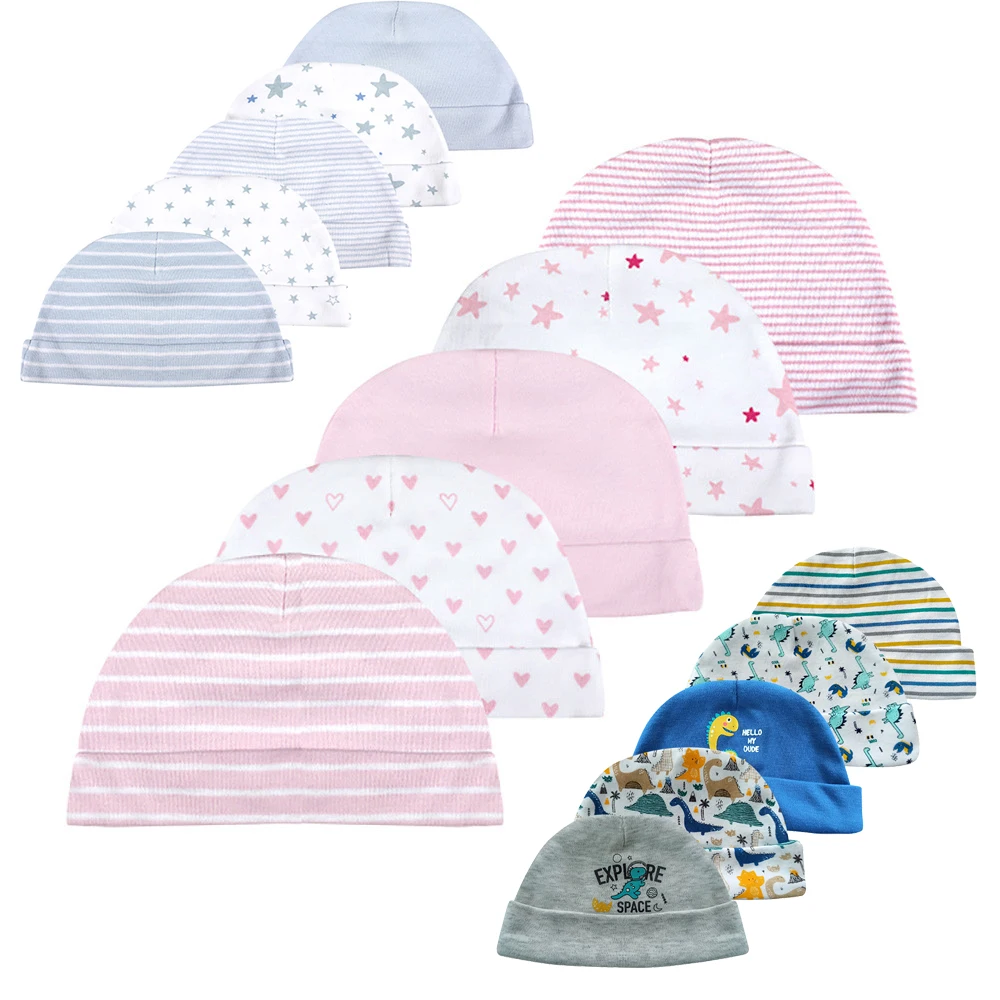 5 Pcs Infant Caps 100%Cotton Fashion Casual Cute 0-6Months Newborn Boy Girl Hats Soft Baby Accessories