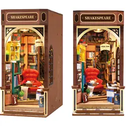 Robotime Rolife-librería de madera con luz para niñas, librería de fácil montaje, decoración del hogar, regalos, TGB07