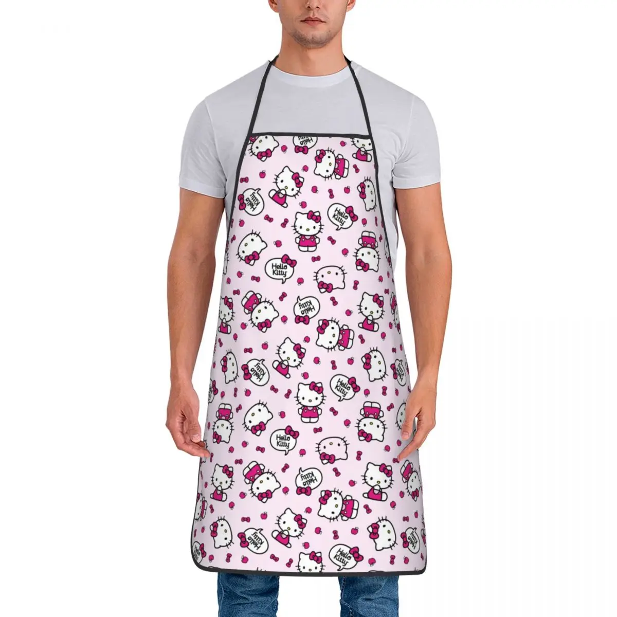 Funny Knit Apron Men Women Unisex Kitchen Chef Hello Kitty Tablier Cuisine for Cooking Baking Gardening