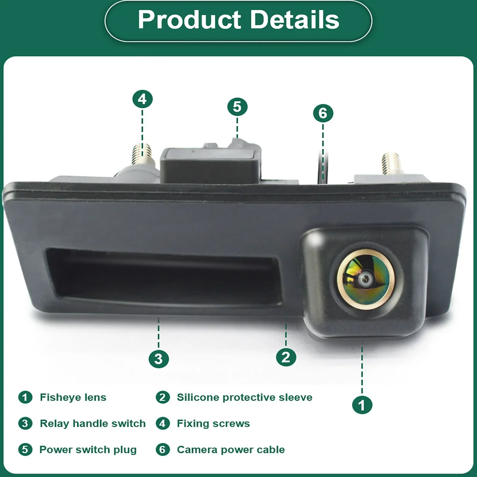 HD 1080P Gepäckgriff Rückfahrkamera für VW Volkswagen Golf Passat B7 B6 Tiguan Jetta MK6 Audi A3 A4 A5 Q5 A6 B6 Auto