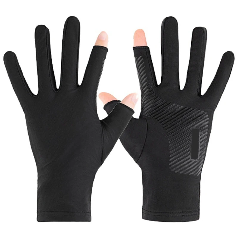 U90C UV Protection Driving Gloves Fingerless Gloves Non Slip Summer Outdoor Gloves for Women Men 2 Fingers Cut Gloves