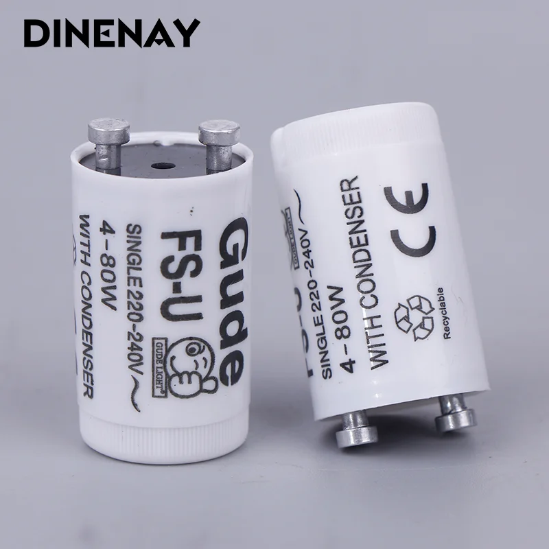 5pcs/set Single 220V-250V 4-80W Fluorescent Lamp Starter FS-U S2 TL Starter Tube Fuse Starters