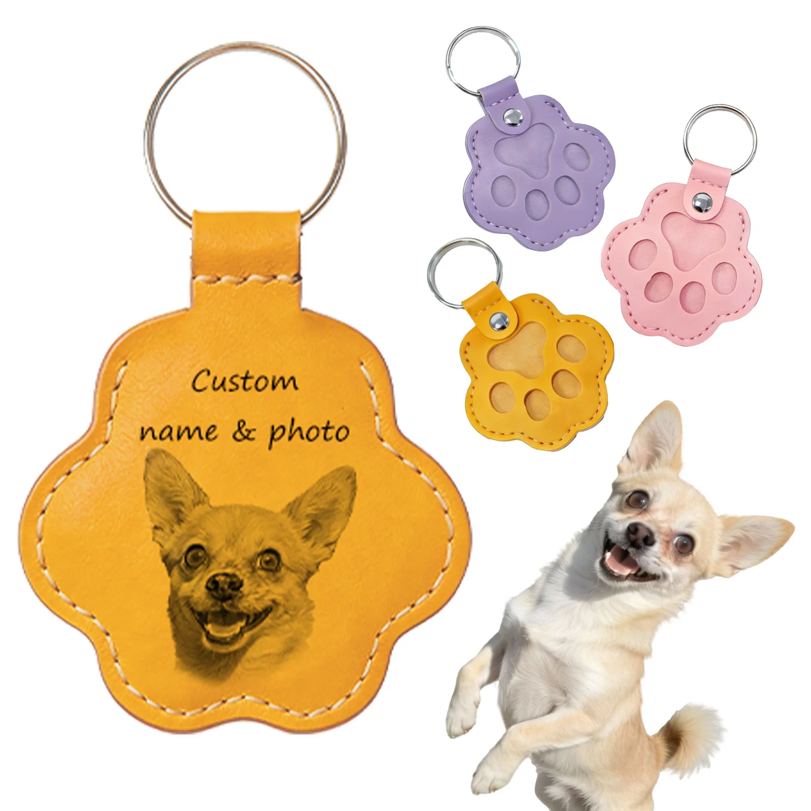 

Personalized Pet Photo Memorial Keychain,Custom Leather Keyring For Dog Cat Loss Gift ,Pet Hair Ashes Keepsake for Owner