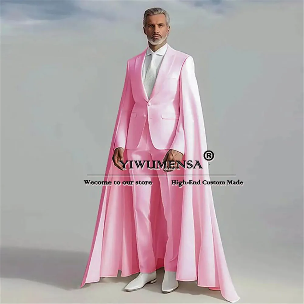 Elegant Groom Wedding Suits Unique Design Jacket With Cape Pants 2 Piece Men's Tuxedo Tailored Dinner Prom Blazer Man Clothing