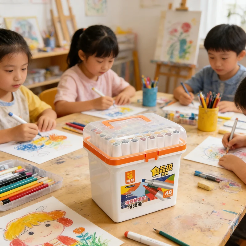 

Multi Color Oily Marker Pens Oily Student Double-headed Oily Soft Hard Marker Primary School Art Student Specific Paintbrushs