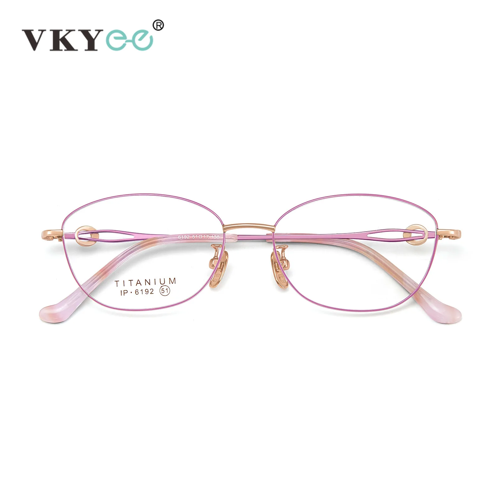 VKYEE موضة البيضاوي إطار صغير تصميم التيتانيوم النقي المرأة مكافحة نظارات الضوء الأزرق وصفة طبية مخصصة اللونية 6192