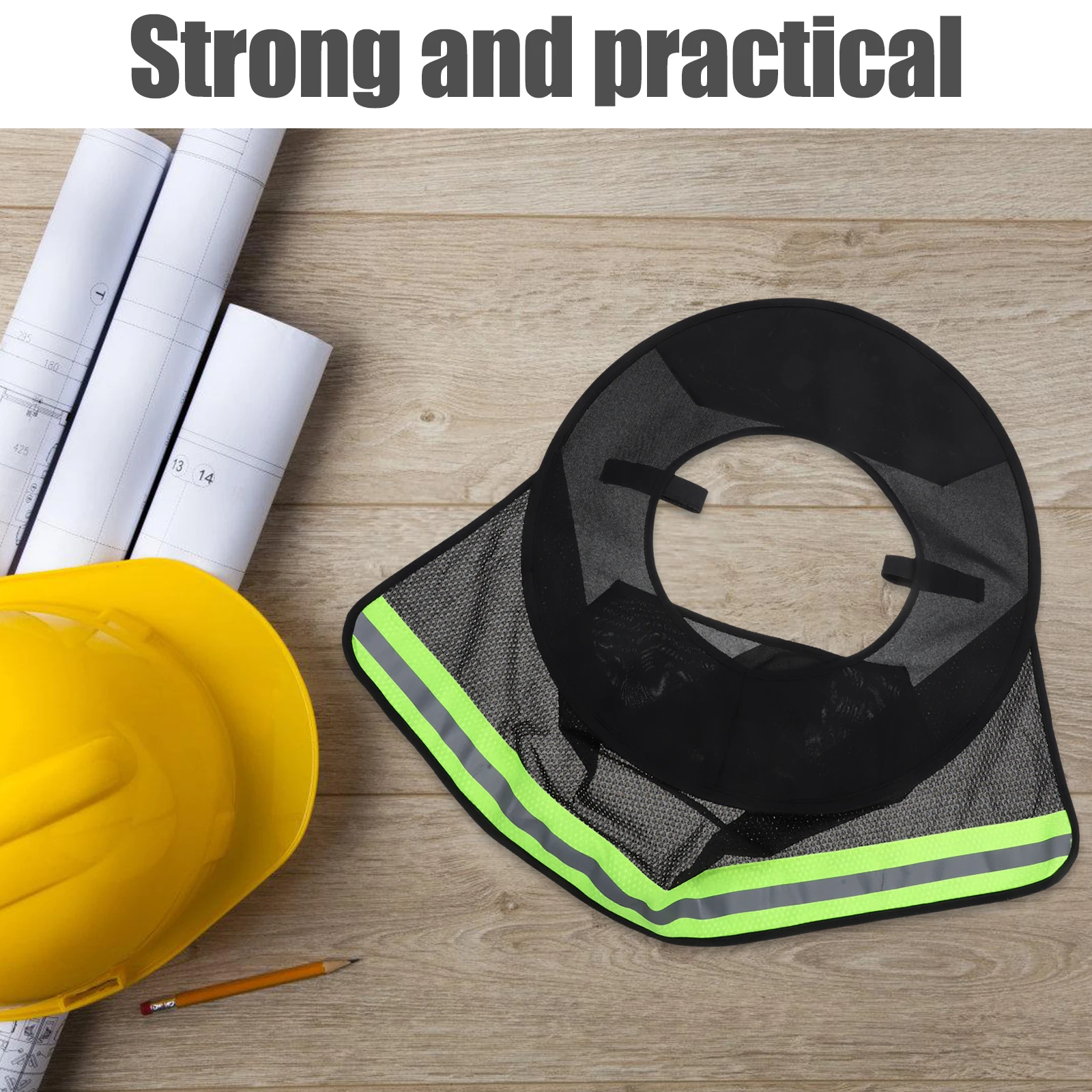 Full Brim Hard Hat Sun Visor with Neck Cover Reflective Strips for Construction Sites Sunshade Protective Gear