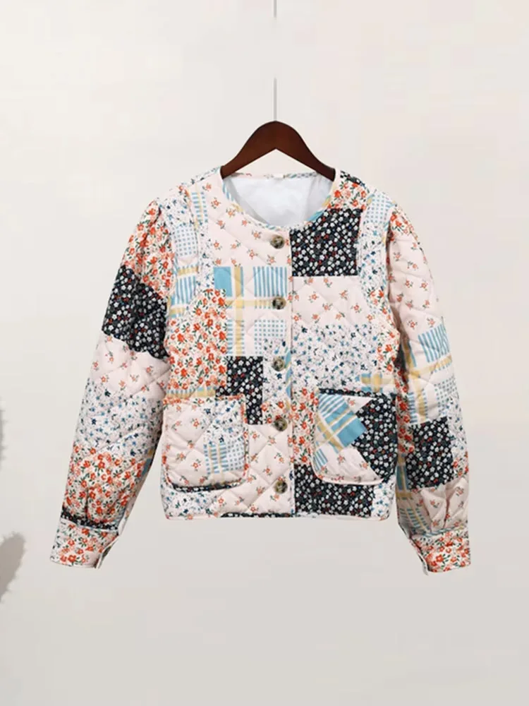 HH Cappotto da donna con stampa floreale trapuntato reversibile a maniche lunghe aperto sul davanti due in uno giacche autunno vintage streetwear