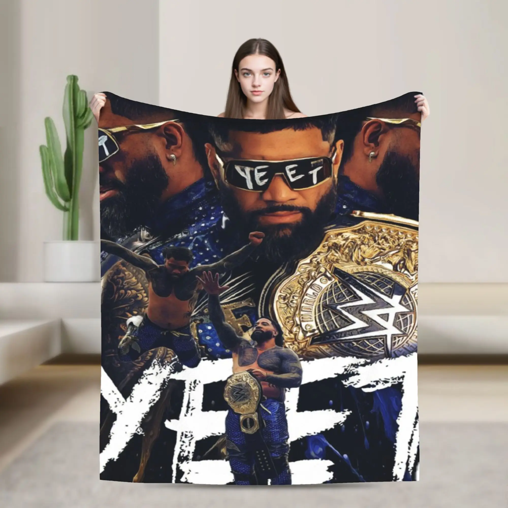 

jey uso yeet Wrestling Wrestler Blanket Warm Cozy Fluffy Throw Blankets for Sofa 50x60 Inch Multiple Sizes Bedspread