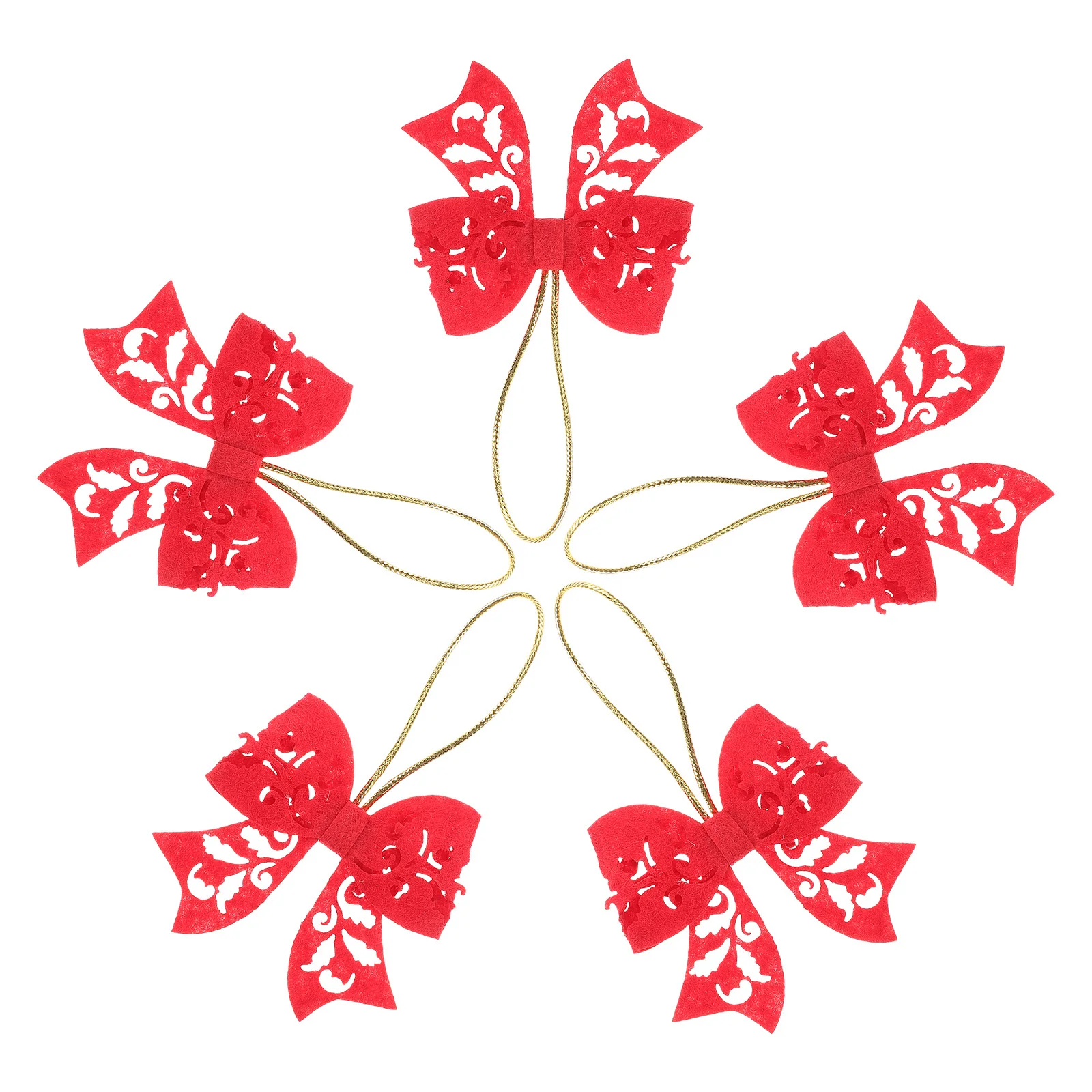 

5Pcs Red Bow Ribbon Holiday Tree Hanging Ornaments Small Wreath Bows Christmas Decorations DIY Crafts Bow for Presents