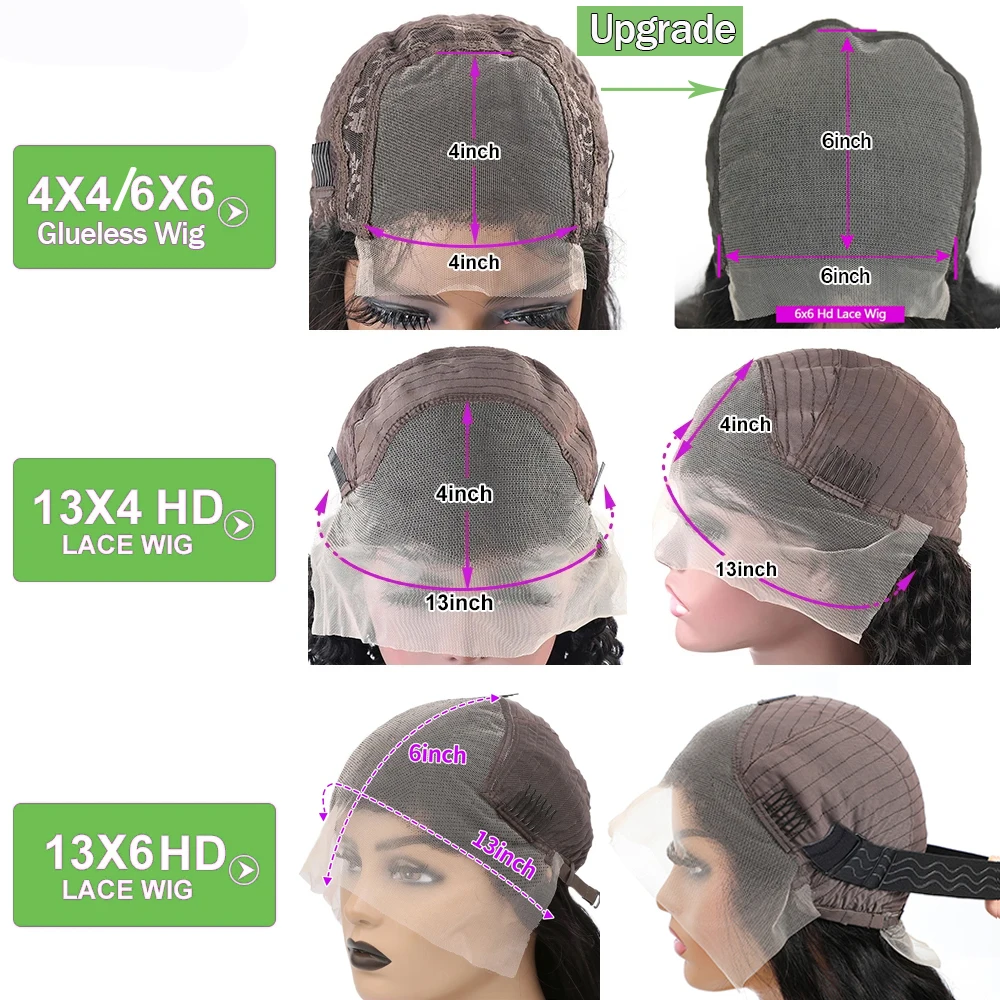 女性用グルレスレースフロントウィッグ、人間の髪の毛、ボディウェーブ、フロントレース、hd、ウェアに対応、13x6、13x6、13x6