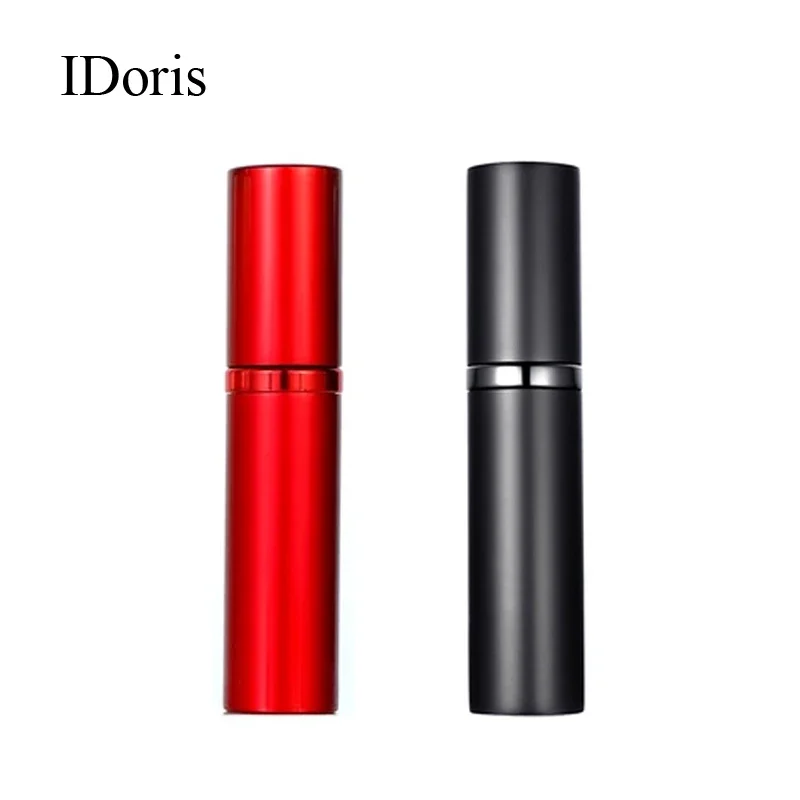 IDoris 5ML Refillable Portable Traveler Aluminum Spray Atomizer Empty Perfume Bottle Cosmetic Containers For Travel Red+Black