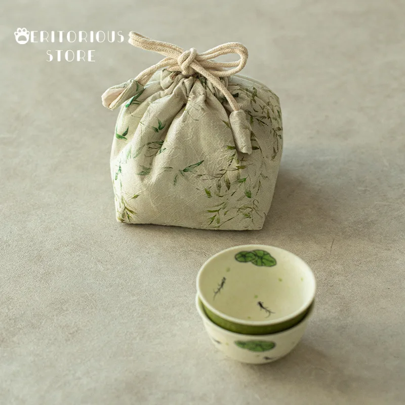 المنسوجة القطن الشاي دافئ حفل الشاي حقيبة الخيزران إبريق الشاي غلاية حقيبة السفر كوب غطاء وعاء حقيبة التخزين في الهواء الطلق حفل الشاي اكسسوارات #4