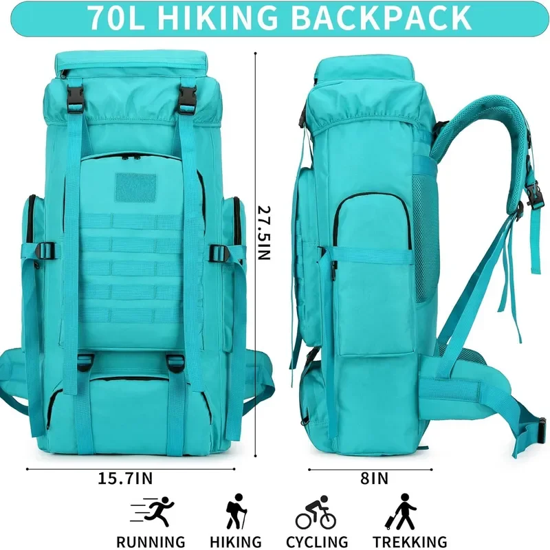 Men Tactical Backpack Large Capacity Hiking Rucksack Outdoor Camping Travel Bag Military Assault Pack for Trekking Climbing