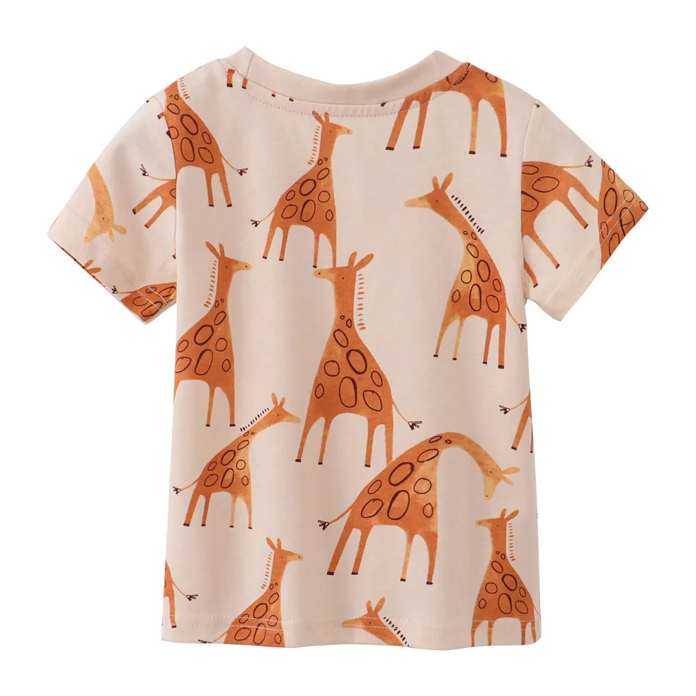 Jumping Meters 2-7T Summer Girls Boys T Shirts With Animals Print Giraffe Children\'s Clothes Kids Tees Tops