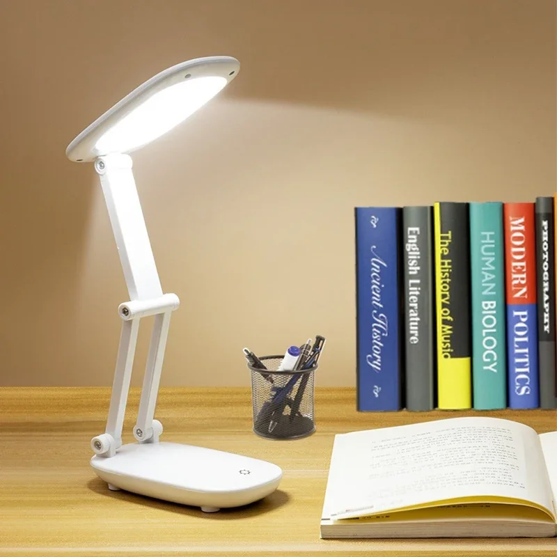 LED Desk Lamp 3 Levels Dimmable Touch Night Light USB Rechargeable Eye Protection Foldable Table Lamp For Bedroom Bedside Readin