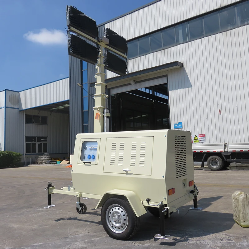 4*400W LED Mobile Light Tower 9M Silent Generator Outdoor Night Lighting for Garden Landscape Warranty