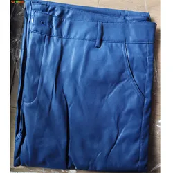 2026 Men's Black Leather Pants, Black Casual Pant, Autumn Fashion Biker PU Pants Loose Comfort Trousers, Khaki Dark Blue 5XL