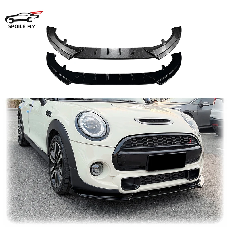 

For BMW Mini Cooper 2014-2021 S JCW F55 F56 F57 High Quality ABS Car Front Lip Bumper Spoiler Glossy Black Carbon Fiber Look
