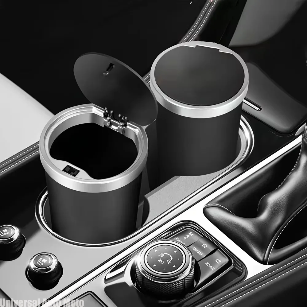 Compact Leakproof Mini Car Trash Can with Easy-Press Pop-Up Lid Durable Odor-Blocking Waterproof ABS Bin for Cup Holders Storage