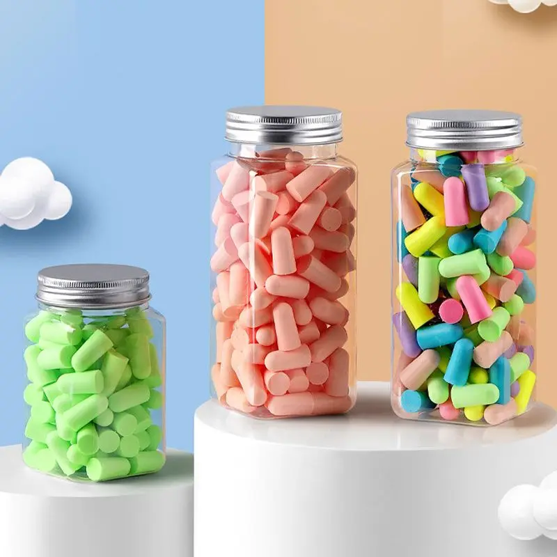 24/60/120PCS sleep earplug noise reduction multi-color earplug bullet type foam earplug