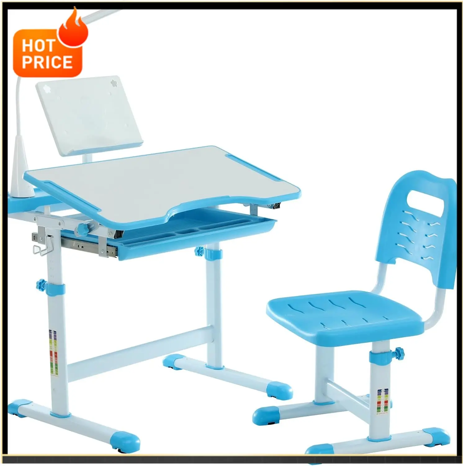 

BestsellerBestsellerKids Functional Desk and Chair Set, Ergonomic Height Adjustable Children School Study Desk with Tilt Desktop