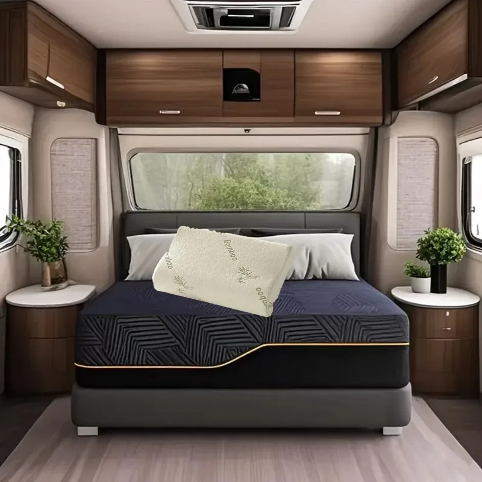 وسادة من ألياف الخيزران/دعم الرقبة على شكل موجة ناعمة/غطاء مسامي وقابل للغسل في الغسالة/راحة لجميع المواسم للمنزل أو السفر #5