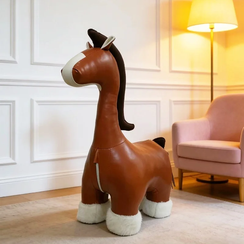 Nordic Shoe Stool Horse Shape Creative Footstool Ottoman Cartoon Modern Simple Footrest Artistic Living Room Home Furniture