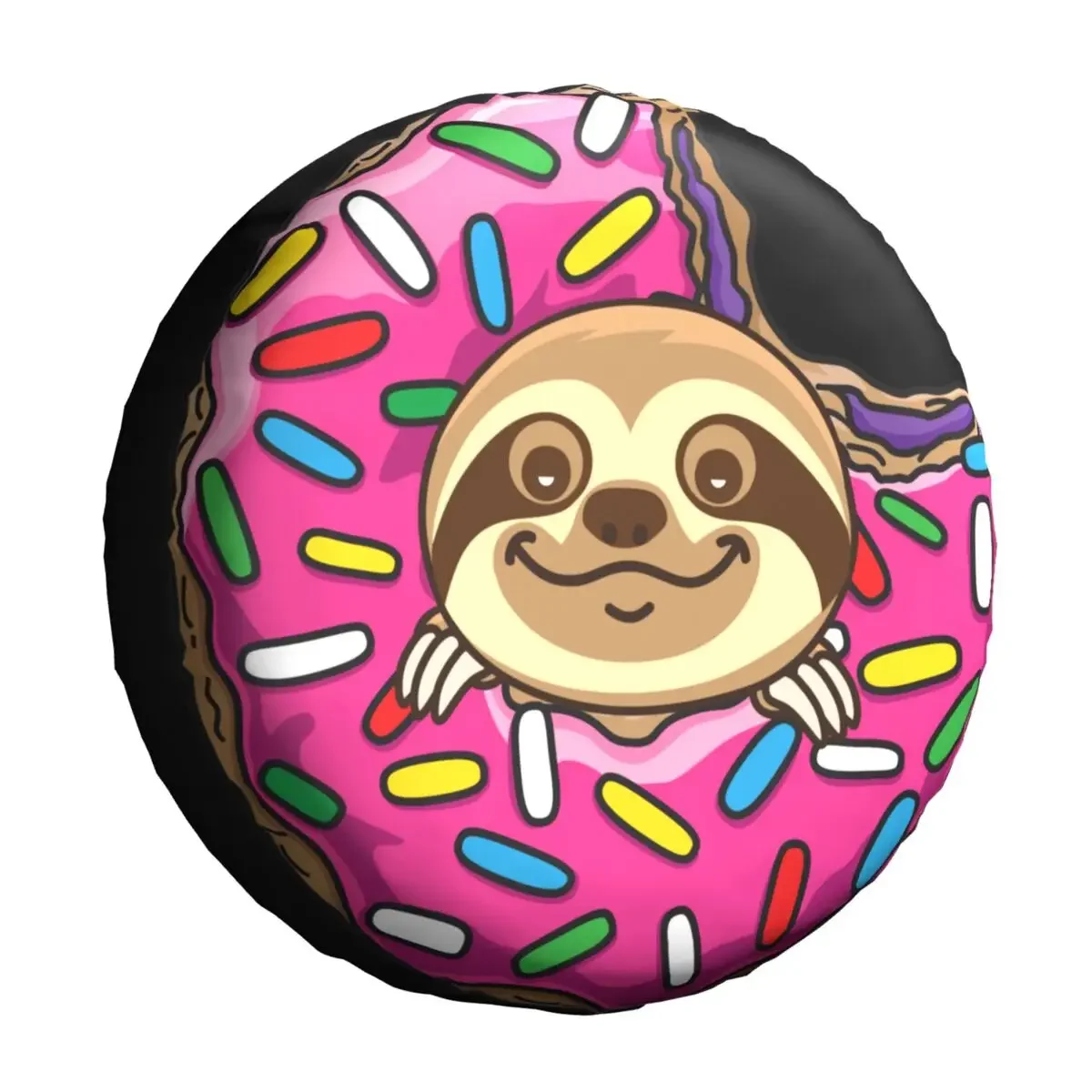 Cute Sloth Donut Spare Tire Cover Waterproof Dust-Proof Doughnut Wheel Covers for Jeep Pajero 14