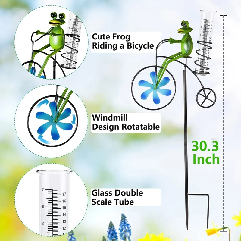 مقياس المطر، مقياس المطر الزجاجي بسعة 7 بوصة في الهواء الطلق - مقياس المطر القابل للفصل مع حصة معدنية على شكل حرف L للحديقة