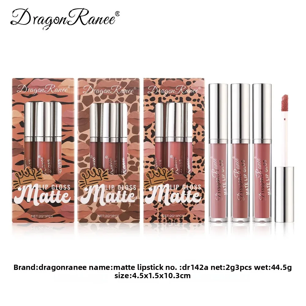 مجموعة علب هدايا أحمر الشفاه السائل طويلة الأمد مقاومة للماء مكونة من 3 قطع غير لاصقة غير لامعة مجموعة ملمع شفاه مريحة غير لامعة ألوان الشفاه #6