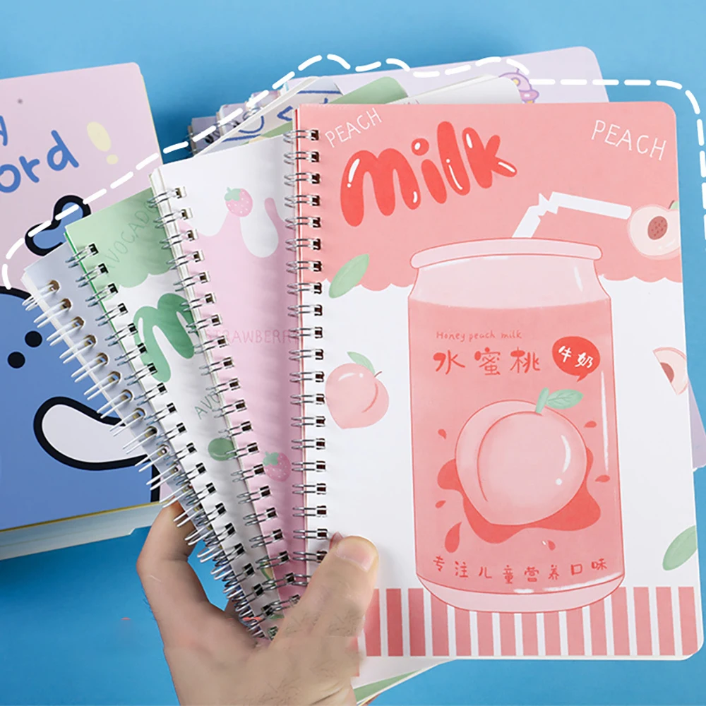 A5 1 pçs fichário espiral bobina livro bonito dos desenhos animados 60 folha engrossar bloco de notas caderno estudante aprendizagem coreano papelaria material escolar