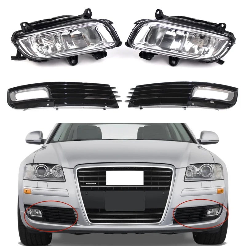

For Audi A8 A8L D3 2008-2010 Car Fog Light Grille Front Bumper Fog Light Frame Grille Car Accessories 4E0807681AN 4E0807682AN