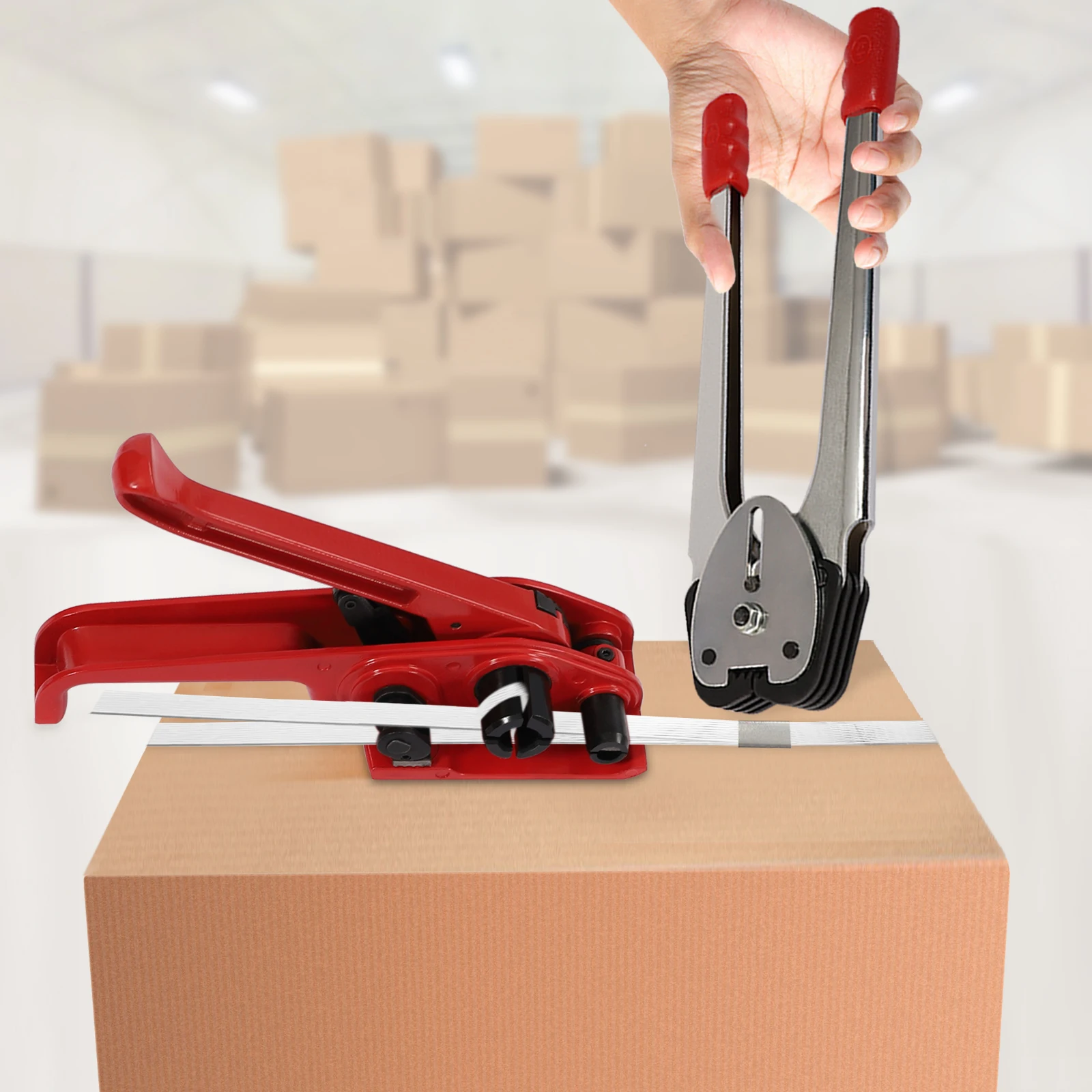 Kit di Imballaggio e Reggiatura con Tenditore e Sigillatore, Set per Macchina Imballatrice per Pacchi da Magazzino e Garage