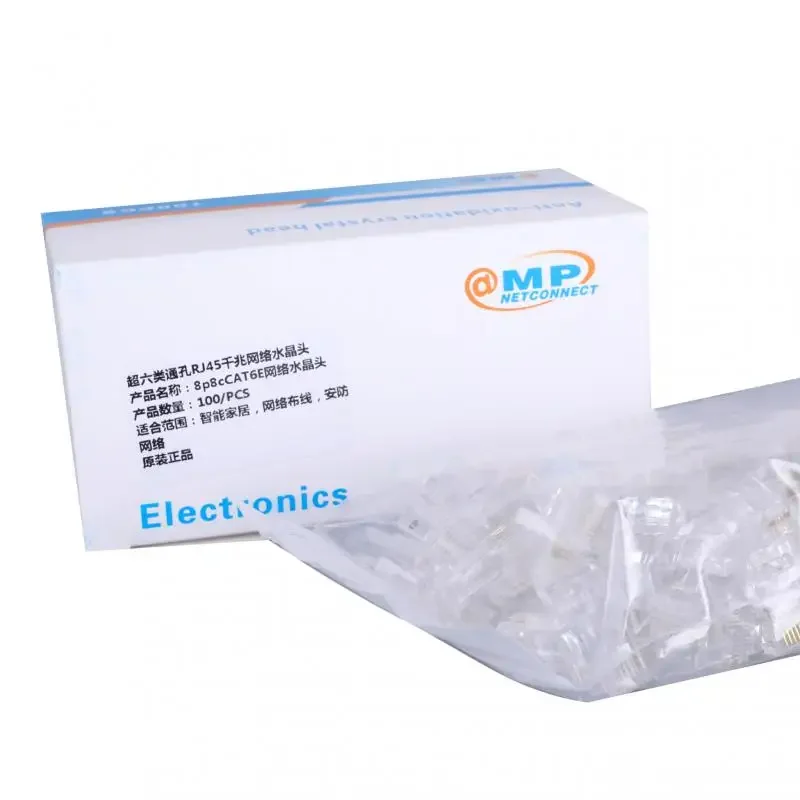 Crystal Metal CAT5e RJ45 Connector 8P8C Modular Ethernet Cable RJ 45 Ends Ethernet Cable Crimp Connectors UTP Network Plug