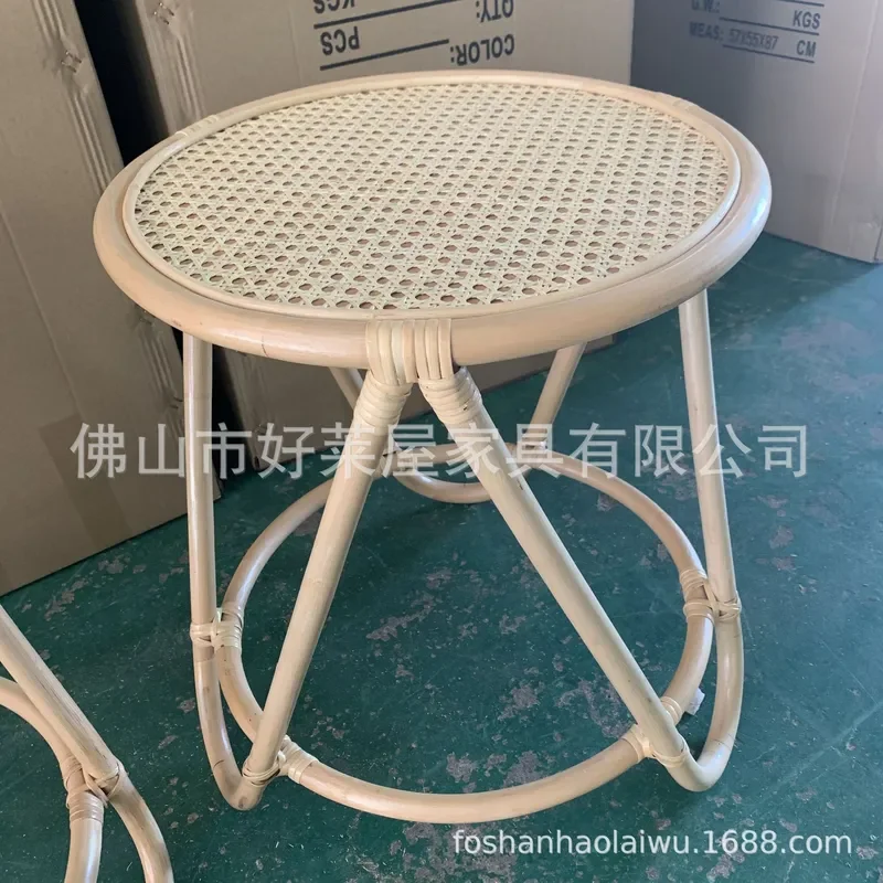 Rattan Small Round Coffee Table Japanese Style Side Table with Storage B&B Long Table Ins Aesthetic Living Room Furniture