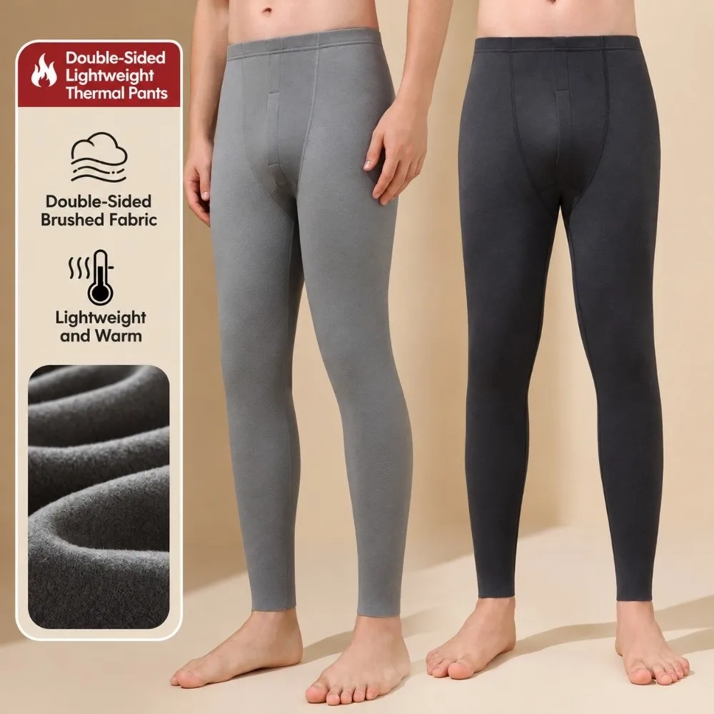 Skin Friendly Polyester Thermal Underwear Solid Color Lightweight Long Johns Under Pants