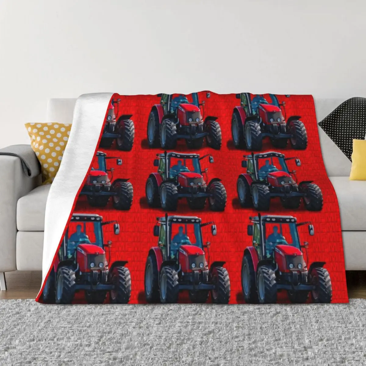 

red tractor Throw Blanket Summer Giant Sofa Furry Nap Blankets