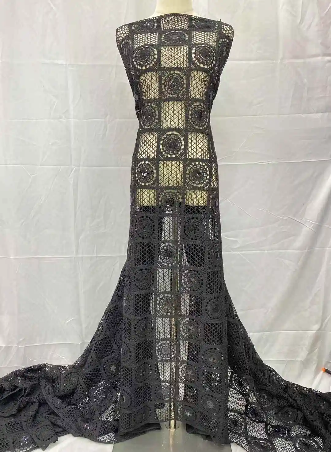 

African Lace Fabric High Quality New Nigerian Tulle Polyester Lace Fabric for Wedding Party Dress Sewing Material - JH