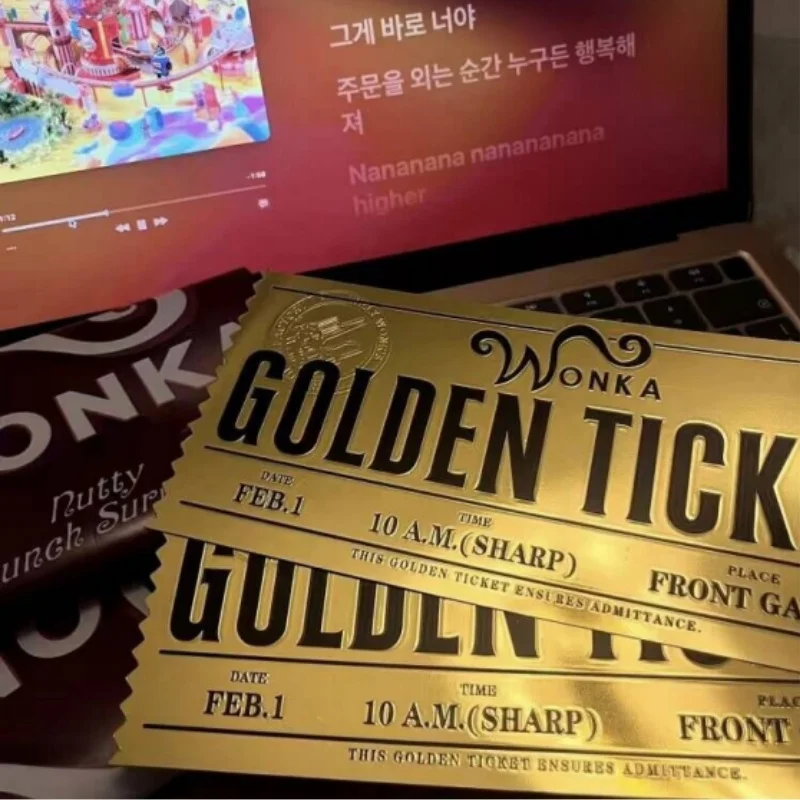 Wonka Charlie 초콜릿 골든 티켓, 애니메이션 골드 바우처 브로치 핀 배지, 금속 핀 북마크 컬렉션, 할로윈데이 선물