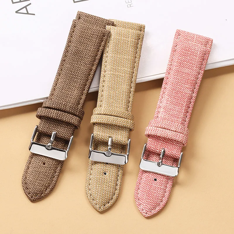 Denim Pattern Nylon Watchband for Huawei Gt2/3 Vintage Leather Strap 12/14/16/18/20/22mm Watch Band  for Men Women Accessories