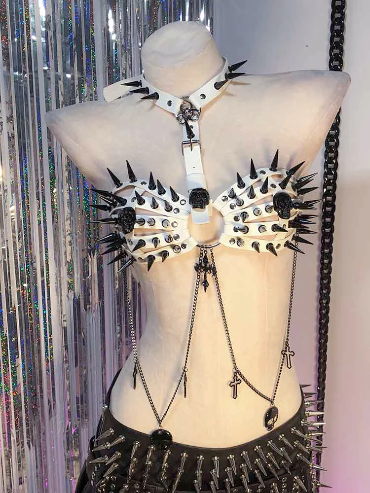 

Emo Eco Cyber Cross Gothic Tank Harajuku Teen DIY Studded Rivet Goth Kawaii Hand Made Y2K TOPS Punk Rock 90s E-Girls Grunge