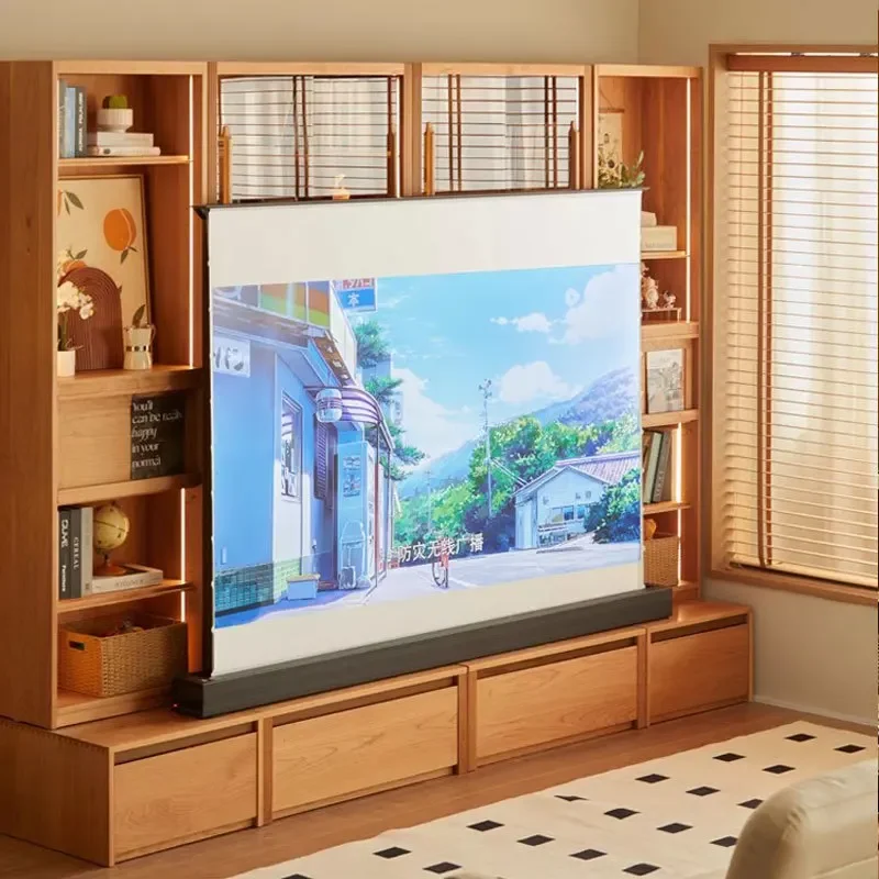 Japanese-style solid wood cherry wood glass door bookcase Nordic black walnut bookshelf household floor combination storage - view 3